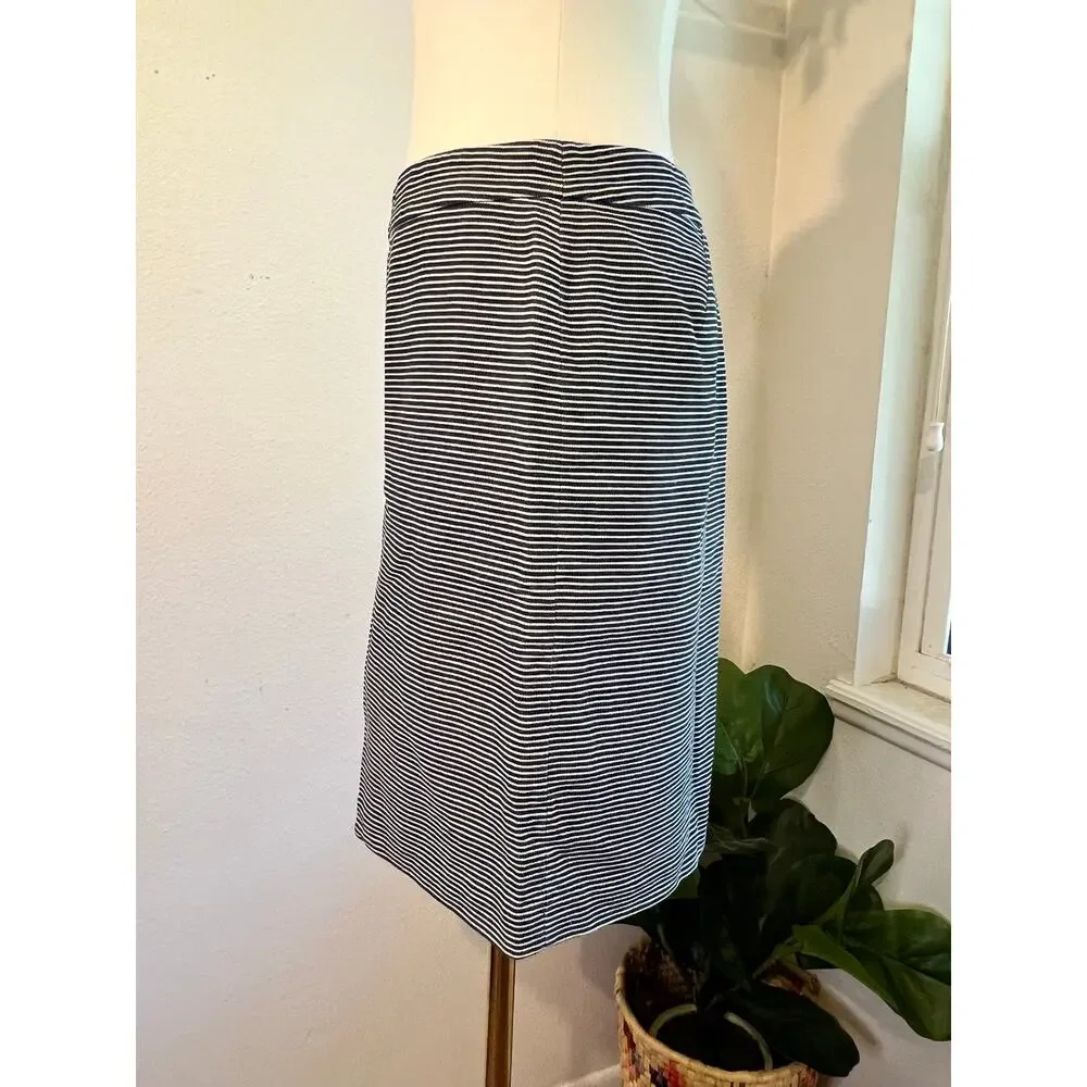 Kate Spade Saturday 100% Cotton Blue Railroad Stripe Mini Skirt Size Small